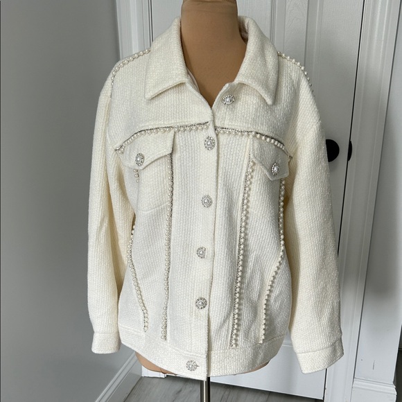 12th Tribe White Pearl-Embellished Jacket - Picture 2 of 12